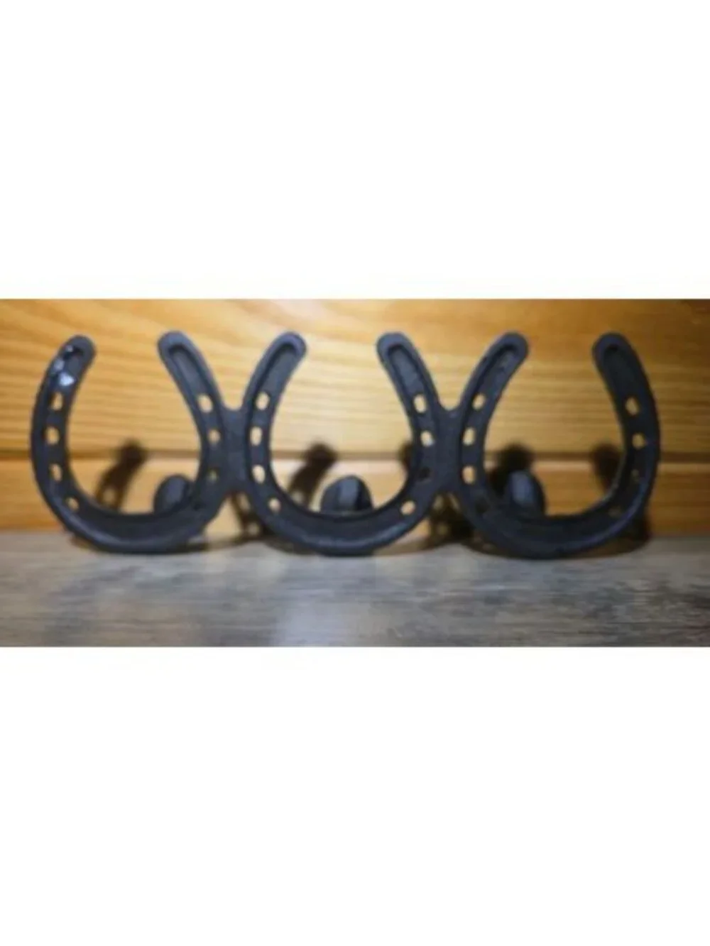 Horseshoe Railroad Spike Triple Wall Hook Rack Rustic Industrial Hanger 3 Hooks